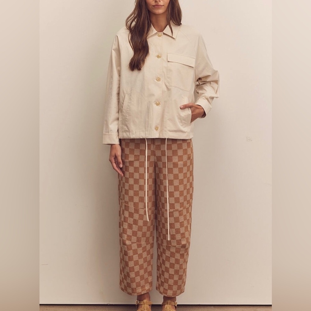 AMENTE Los Angeles Cotton Gingham Easy Pants